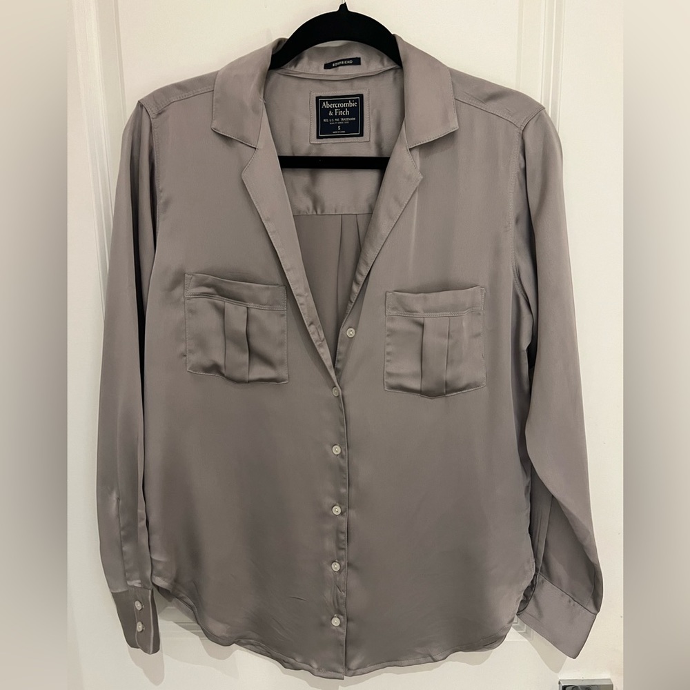 Abercrombie & Fitch Satin Boyfriend Button Down